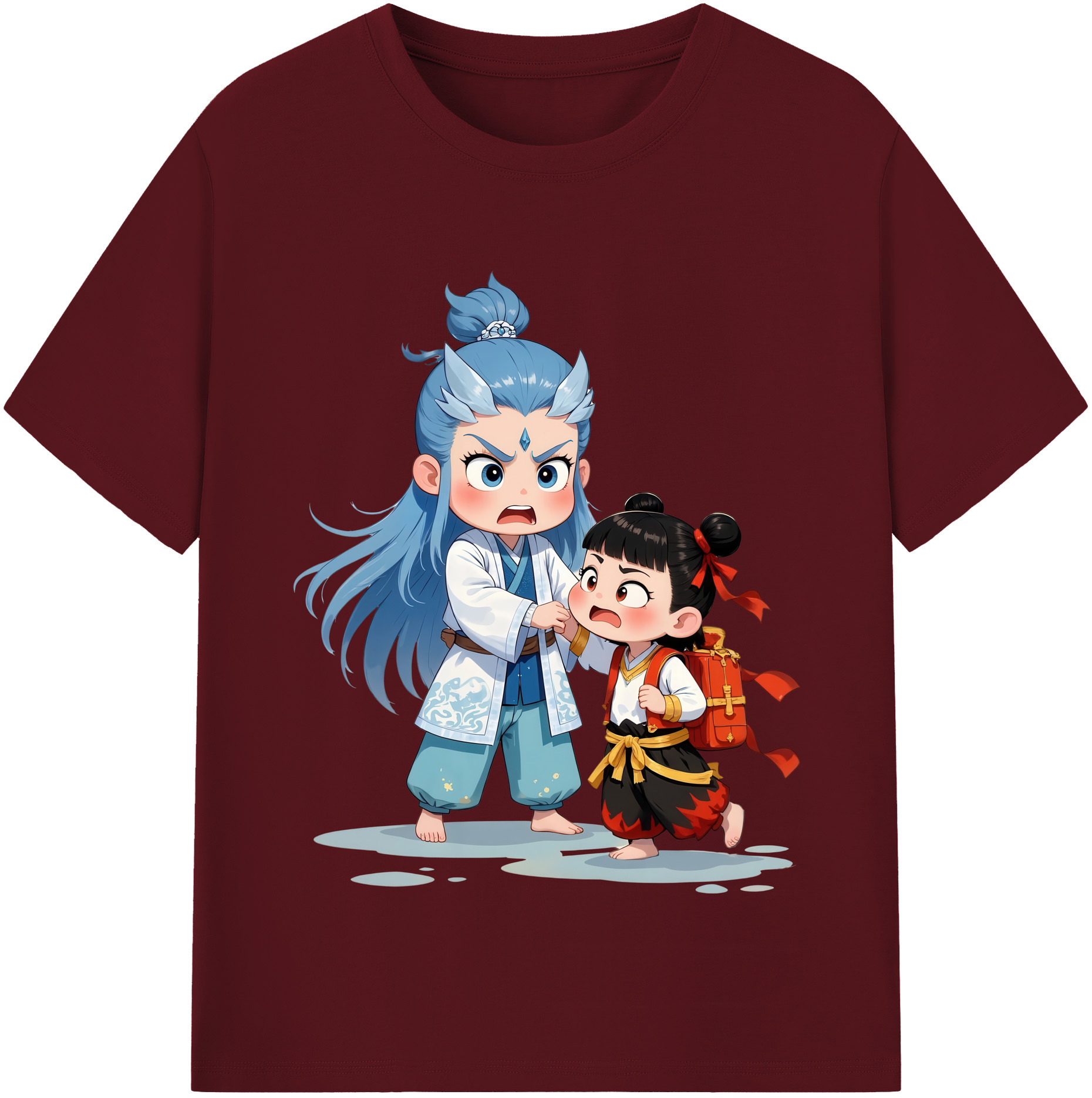 （画像用） Ne Zha 2 ナタ 魔童の大暴れ 綿100％半袖Tシャツ（フロントプリント）